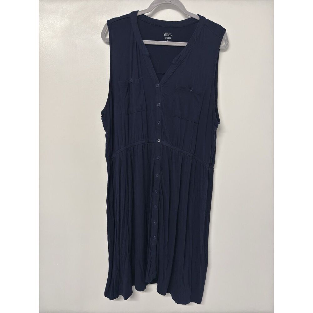 MARKET & SPRUCE NAVY BLUE PLUS SIZE 2X SLEEVELESS DRESS #37